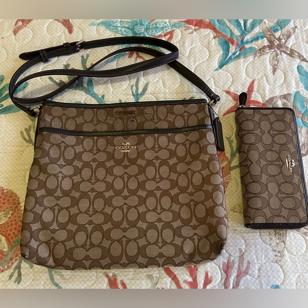 Coach Tan and Brown Crossbody Bag